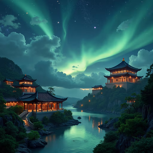 Aurora Over Ancient Pagodas
