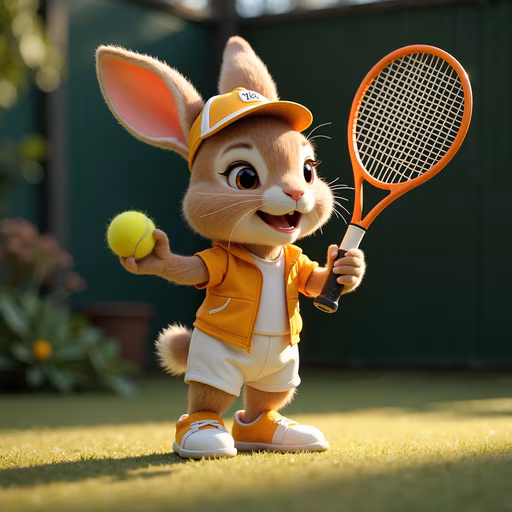Cartoon Bunny Tennis Player
