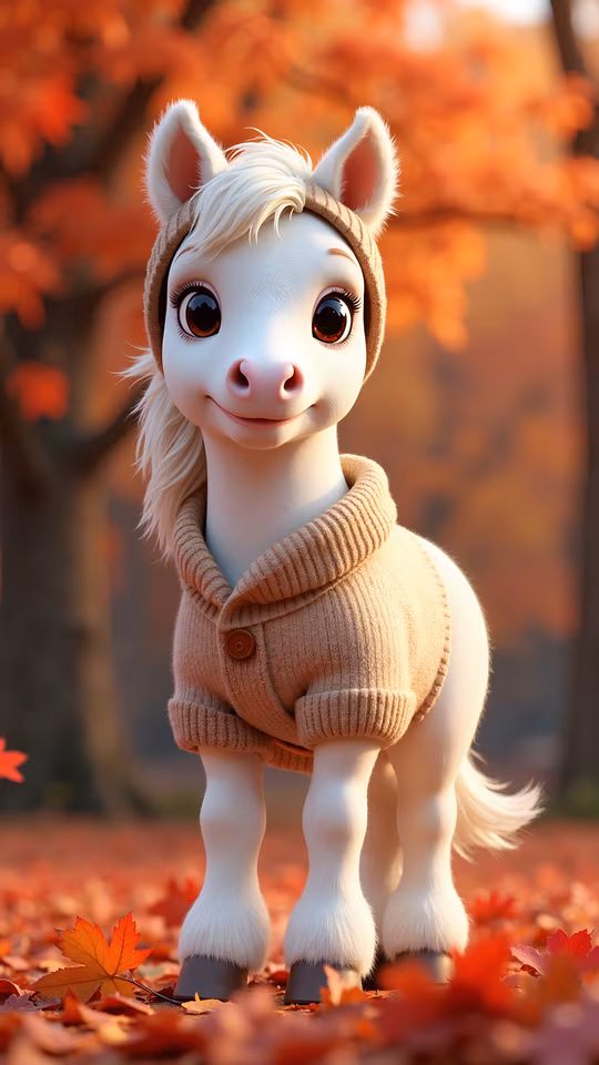 Cartoon Horse in Autumn