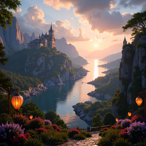 Castle Sunset Illustration