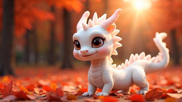 Cute Dragon in Autumn
