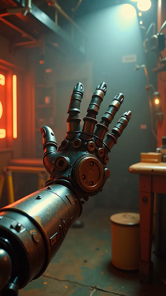 Cyborg Hand in Neon Workshop