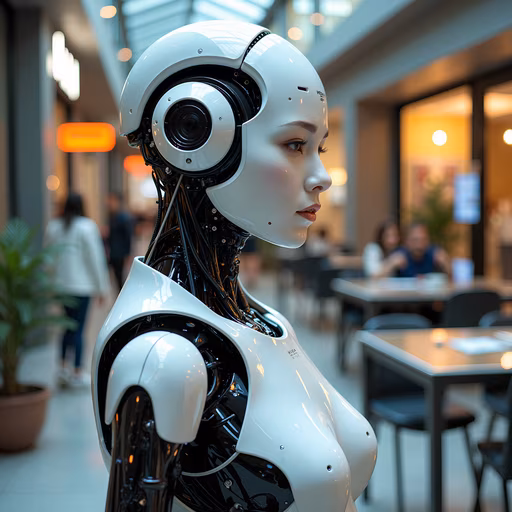 Cyborg Woman in Mall