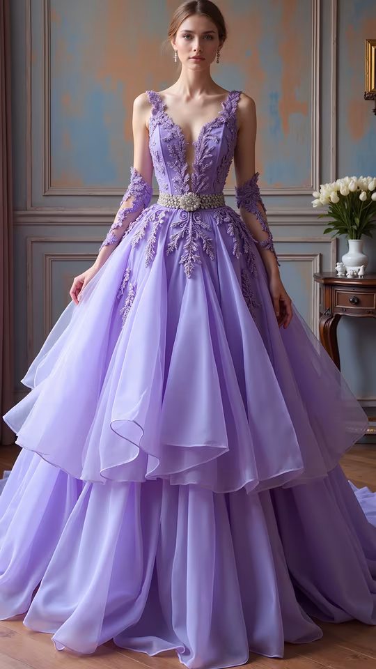 Elegant Lavender Ball Gown