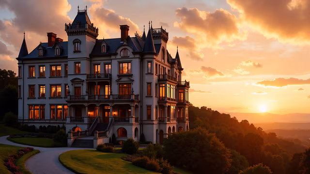 Elegant Mansion Sunset
