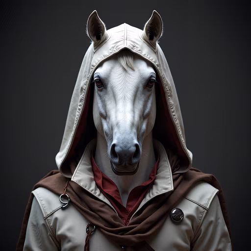 Horse Head in Hooded Coat