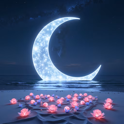 Moonlit Beach Illustration