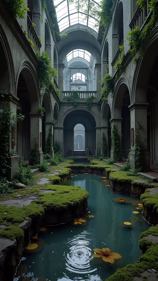 Mossy Courtyard Illustration