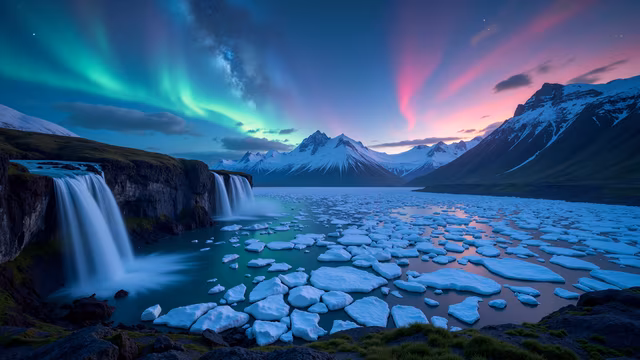 Northern Lights Over Glacier