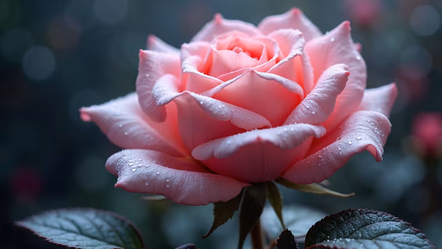 Pink Rose with Dew Drops