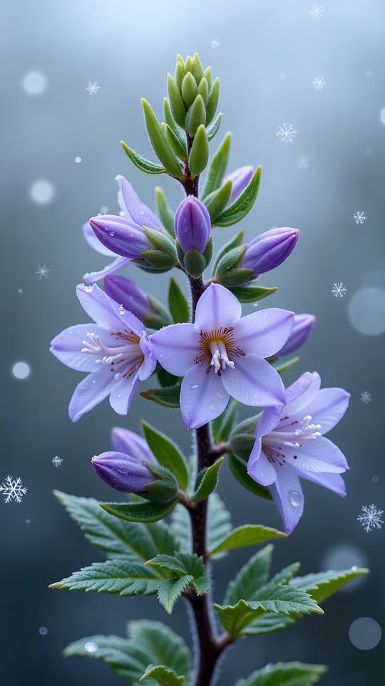 Purple Flowers in Winter