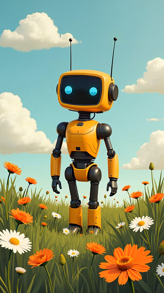 Robot Among Flowers