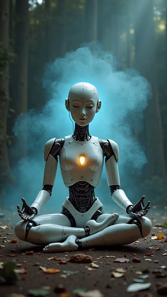 Robot Meditating in a Forest