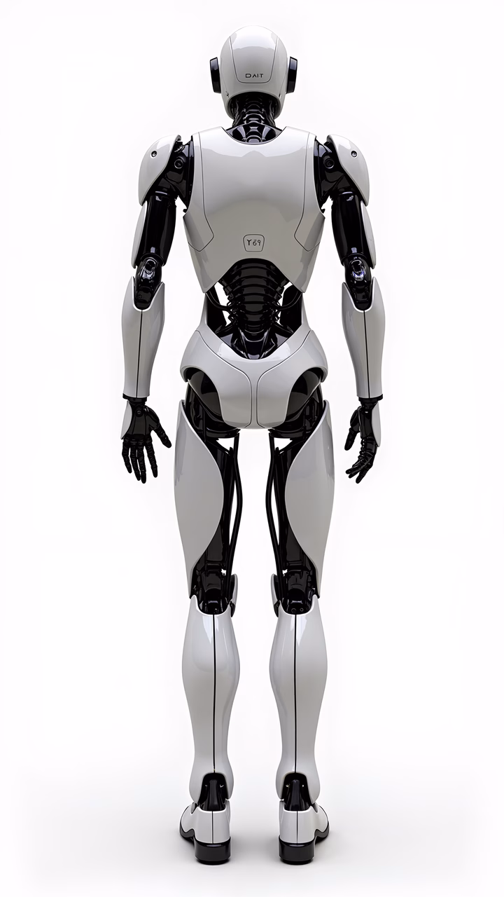 Minimalist robotic humanoid with sleek design and clean lines.