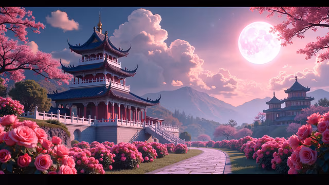 Romantic Pagoda Illustration
