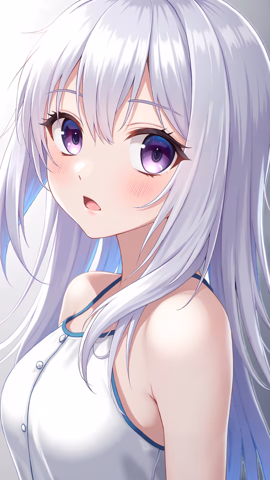 Silver-haired Girl in White Dress
