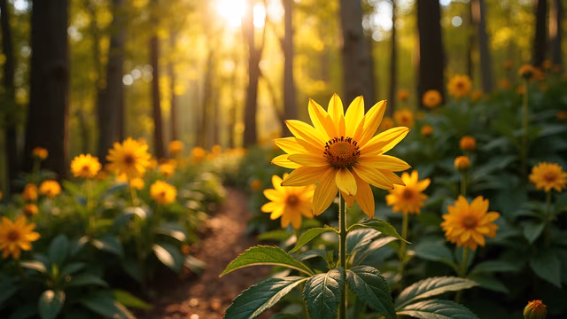 Sunlit Forest Flowers