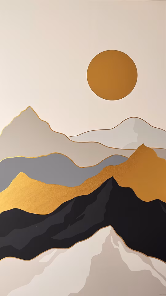Abstract Landscape with Golden Sun