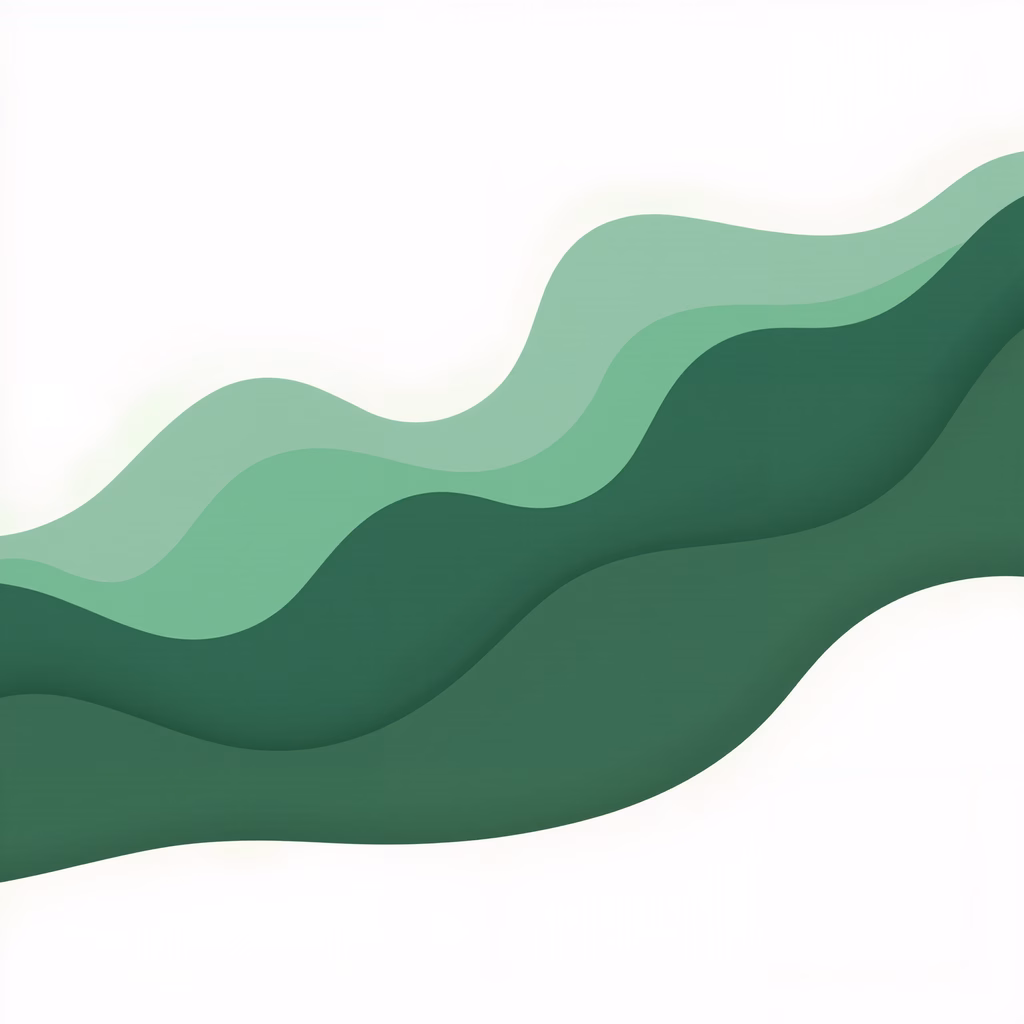Minimalist abstract waves in green shades, serene and fluid.