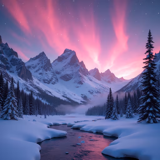 Aurora Over Snowy Peaks