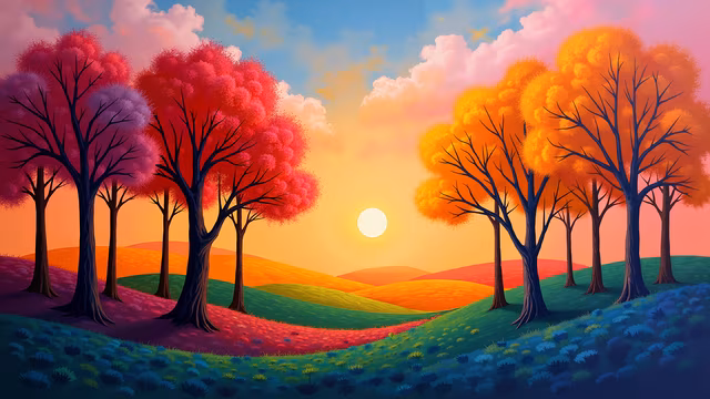 Autumnal Landscape Illustration
