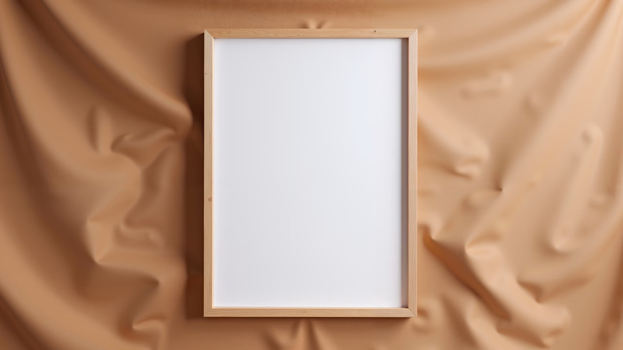 Minimalist frame against flowing silk fabric, evoking serenity and contemplation.