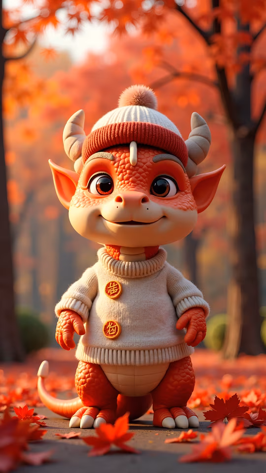 Cartoon Dragon in Autumn