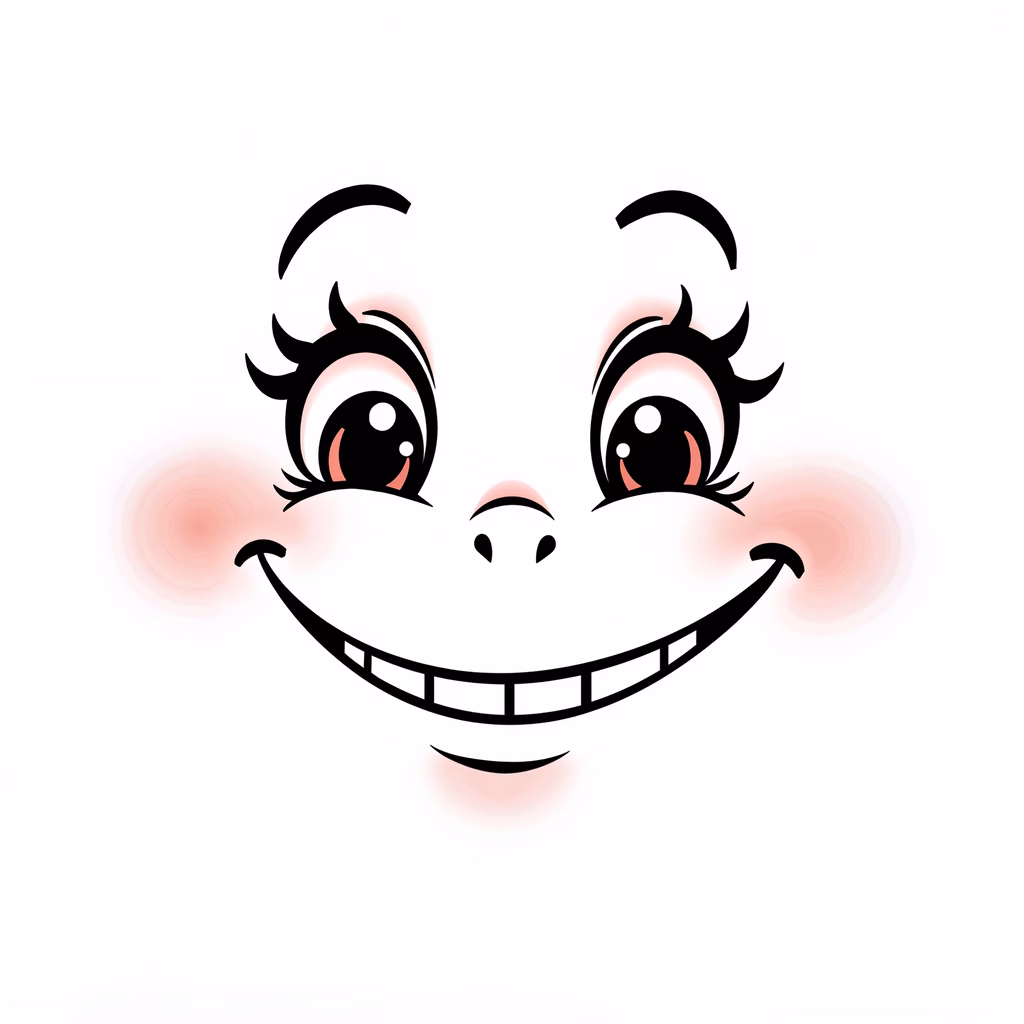 A cute, cartoon-style monkey face with big eyes and a smile.