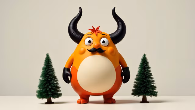 Cartoon Monster with Horns