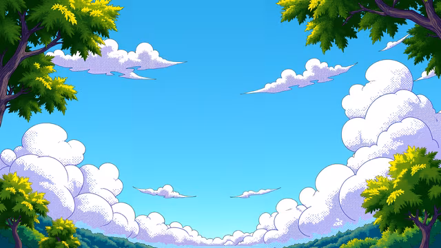 Cartoon Sky with Trees