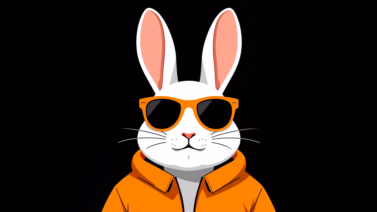 Cool bunny wearing sunglasses and hoodie, modern illustration style.