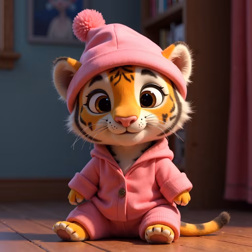 Cute Tiger in Pink Outfit