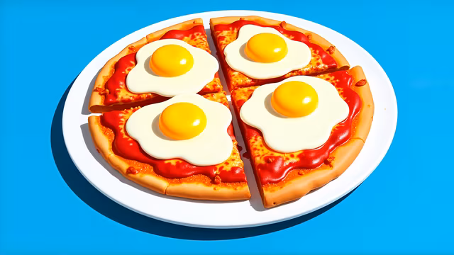 Fried Egg Pizza Illustration