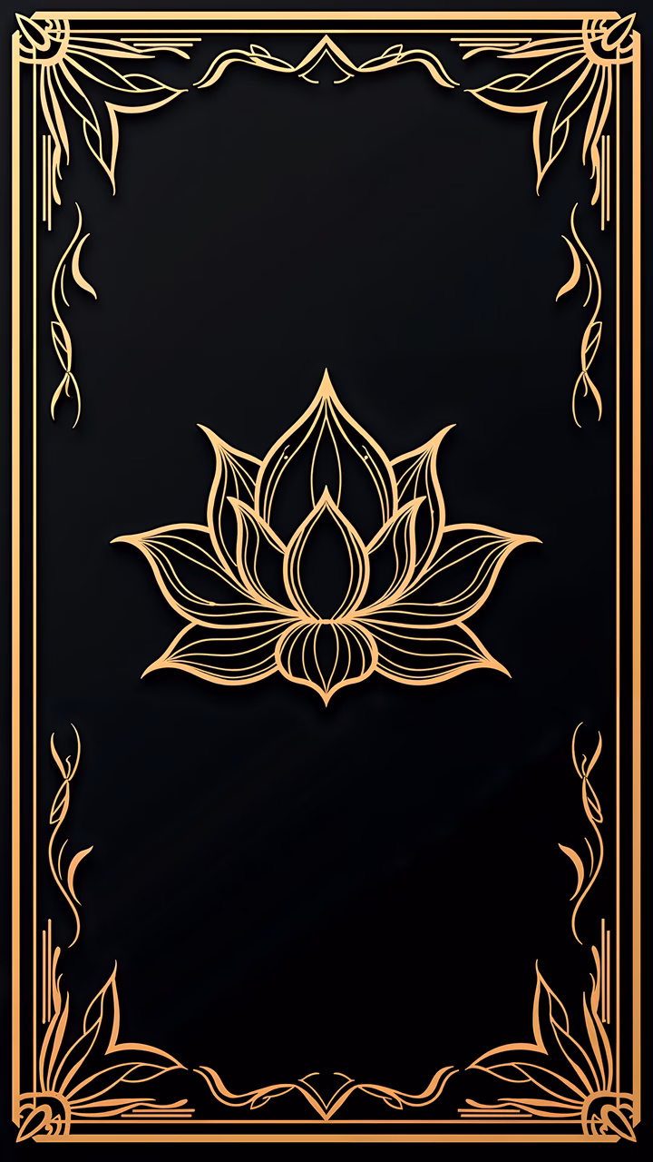 Elegant golden lotus on a black background, symbolizing peace and spirituality.