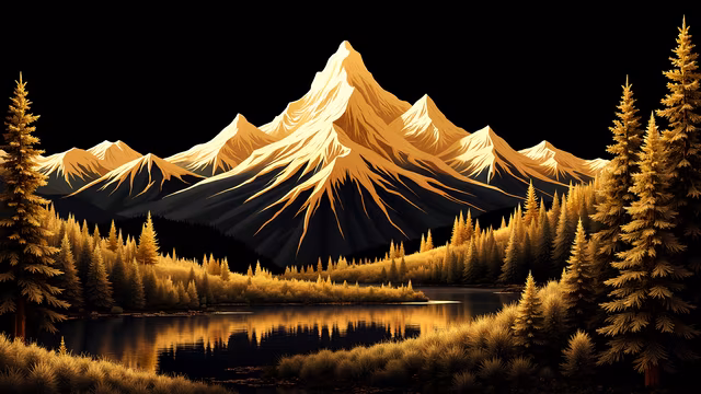 Golden Mountains Illustration
