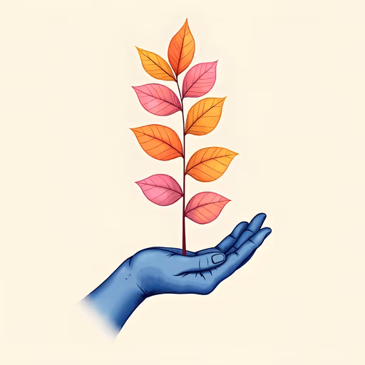 Hand Holding a Colorful Plant