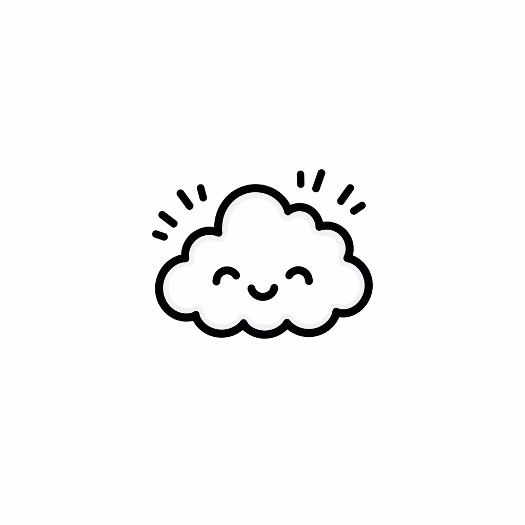 Whimsical smiling cloud with sunbeams, perfect for a positive vibe!