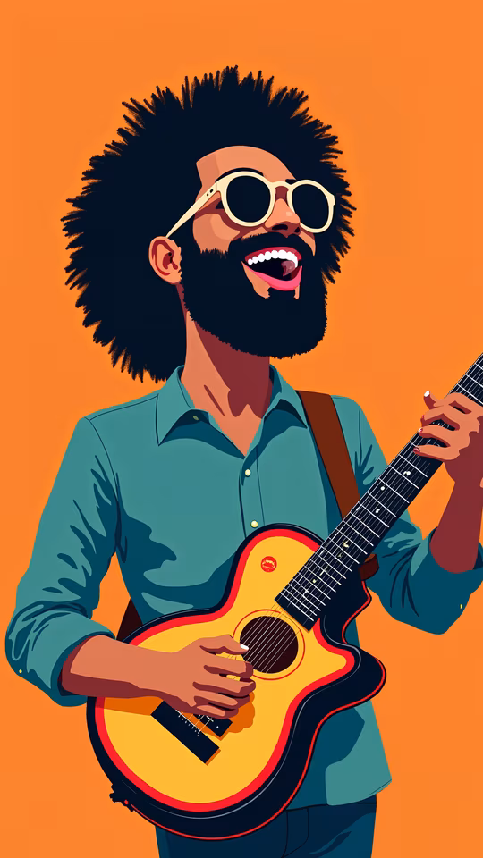 Happy Guitarist Illustration