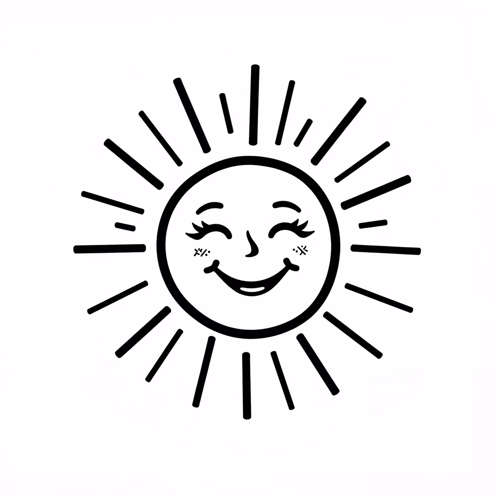 A joyful sun illustration radiating positivity and warmth.