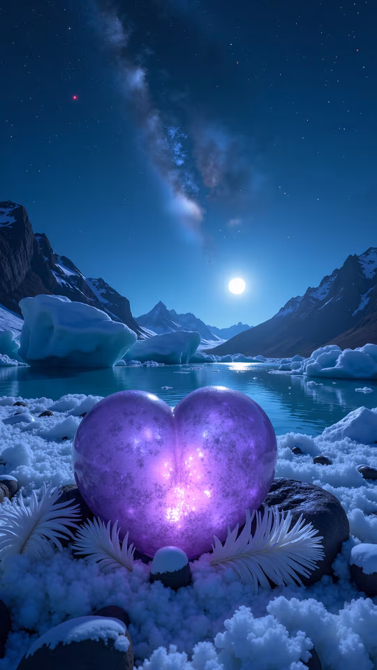 Illuminated Heart in a Snowy Landscape