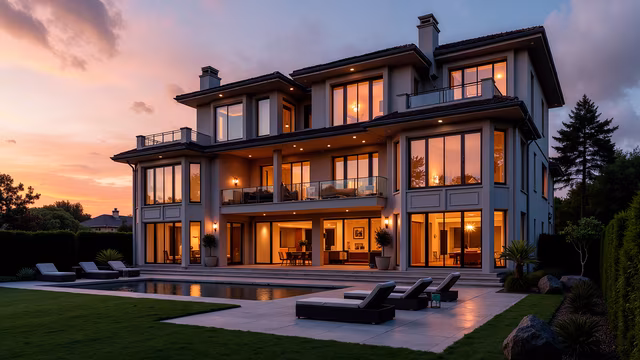Luxury Mansion at Sunset