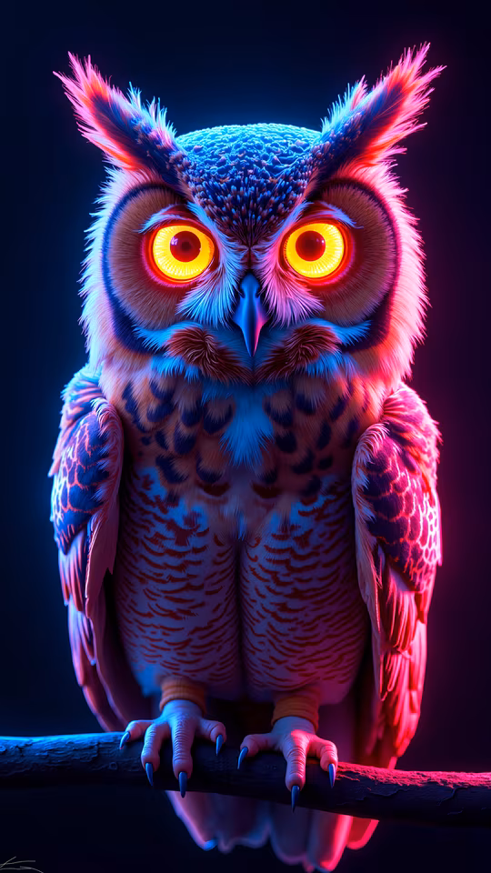 Neon Owl Illustration