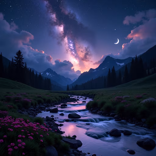 Night Landscape with Milky Way