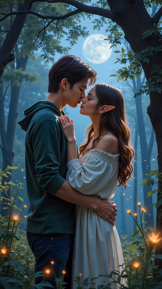 Romantic Moonlit Embrace