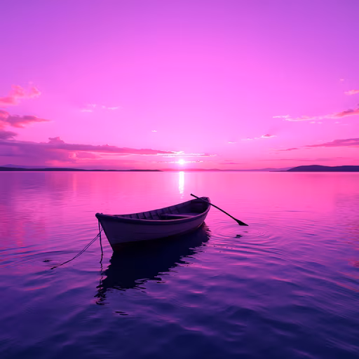 Serene Sunset Boat Illustration