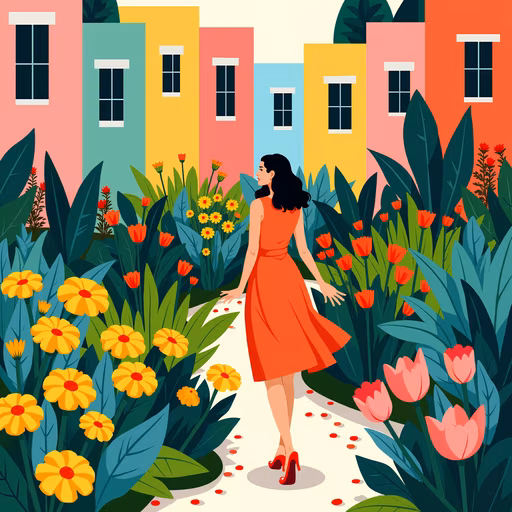 Spring Walk Illustration