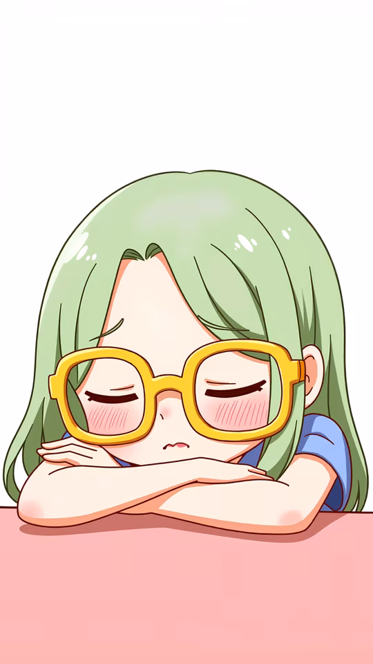 Tired Girl Illustration