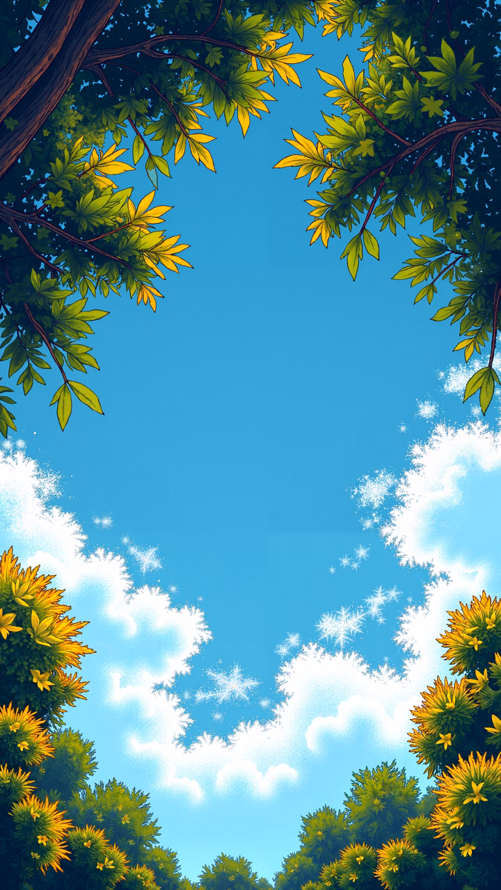 Vibrant tree canopy against a serene blue sky, perfect for nature enthusiasts.
