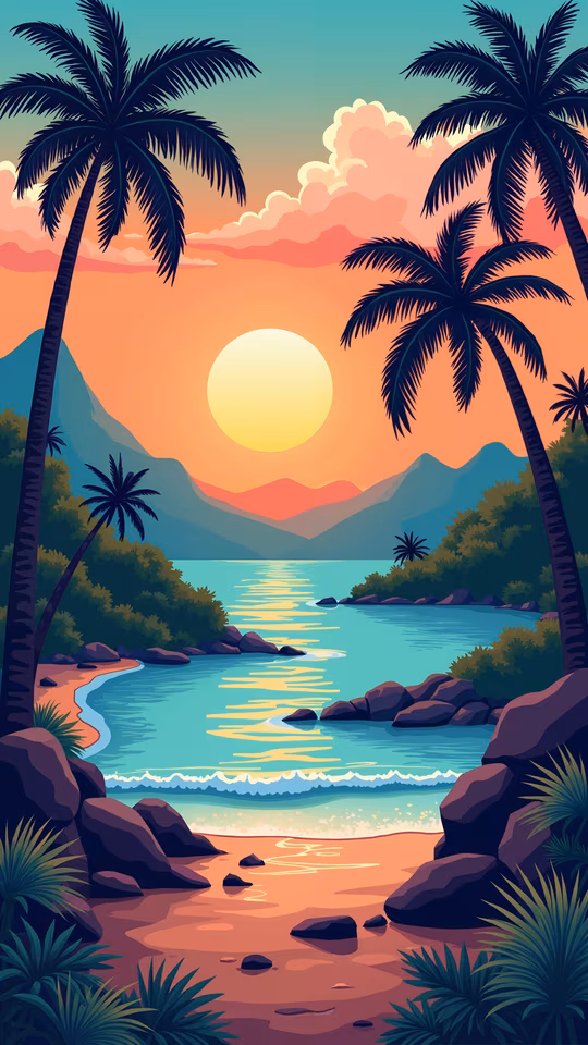 Tropical Sunset Illustration