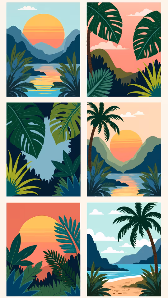 Tropical Sunset Illustrations